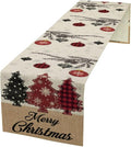 Merry Christmas Table Runner,Winter Xmas Holiday Kitchen Dining Table Decoration for Home Party Decor 13x120 Inch