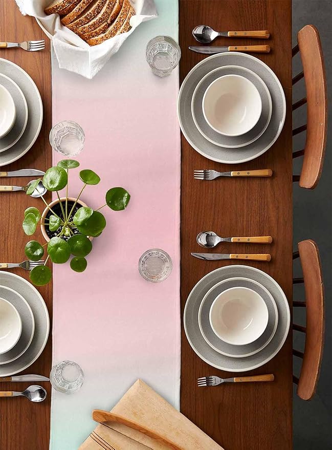 Tropical Flamingo Cotton Linen Table Runner for Dining Kitchen, Wedding Outdoor Party Tablerunners Decoration, Pink Bird Coastal Nautical Animal Dresser Scarf Coffee Tablecloth Runners 13x108 Inches