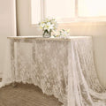 LuoluoHouse 2 Pack 60 x 120 Inch White Lace Rustic Table Cloths Vintage Farmhouse Table Fabric Wedding Outdoor Chic Decoration Embroidered Rectangle Table Linen