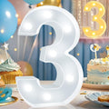 Pooqla LED Light Up Numbers, Warm White and Cool White Decorative Lighted Marquee Numbers, Light Up Numbers for Boys Girls Party, Wedding, Bar, Night Light, Room Decor, Birthday Decoration, Number 3