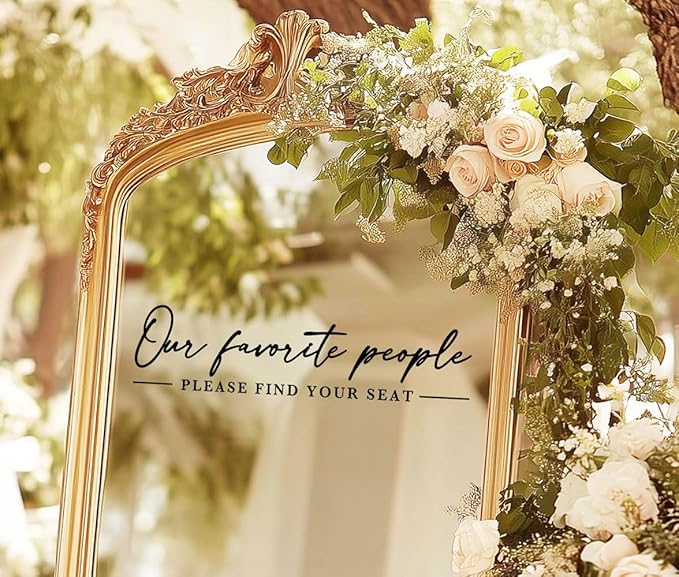Our Favorite People Decal for Calligraphy Wedding Seating Chart Sign for Vinyl Sign Please Find Your Seat Mirror Vinyl Decal (Black, 20 inches Wide)