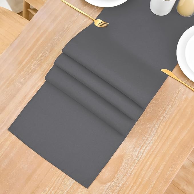 2 Pack Grey Table Runner 12 x 90 Inch Solid Color Farmhouse Runners Coffee Table Dresser for Daily Party Home Decoration