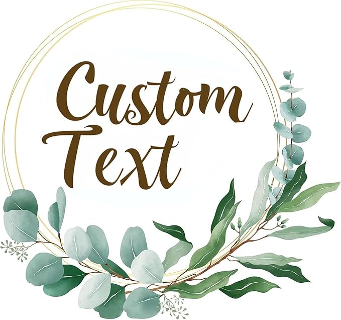 Custom Stickers for Weddings, Birthdays & Businesses - Personalized Labels with Your Logo - Waterproof, Fade and Heat Resistant - Pack of 100-1000 (Wreath B, 2.5 Inch)
