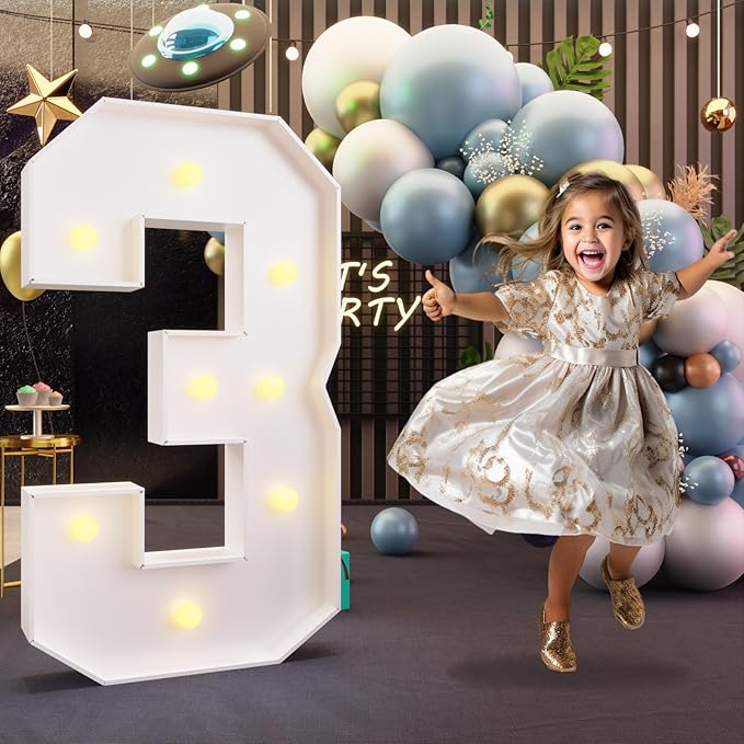 Party Supplies Light Up Marquee Numbers, 3 Ft Tall Foam Board, Blocked Font