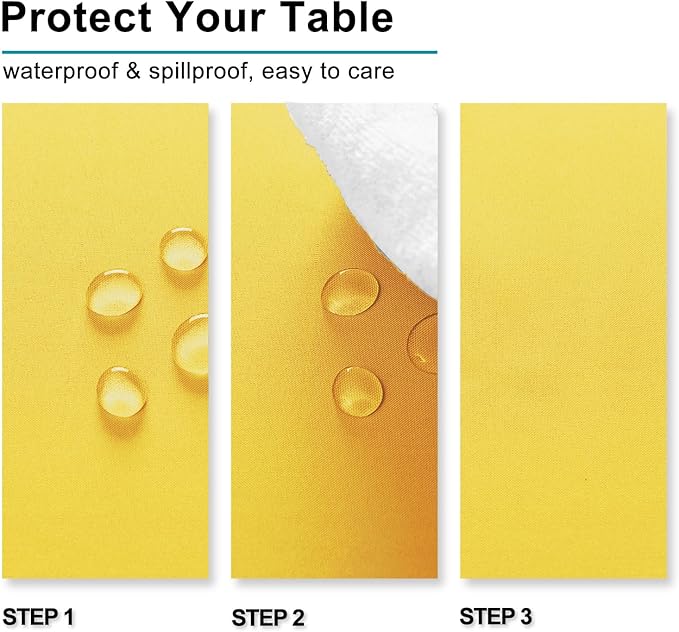 Hiasan 2 Pieces Yellow Rectangle Tablecloth - Spillproof and Waterproof Washable Table Cloth for Dining Room Kitchen Camping, 54 x 120 Inch