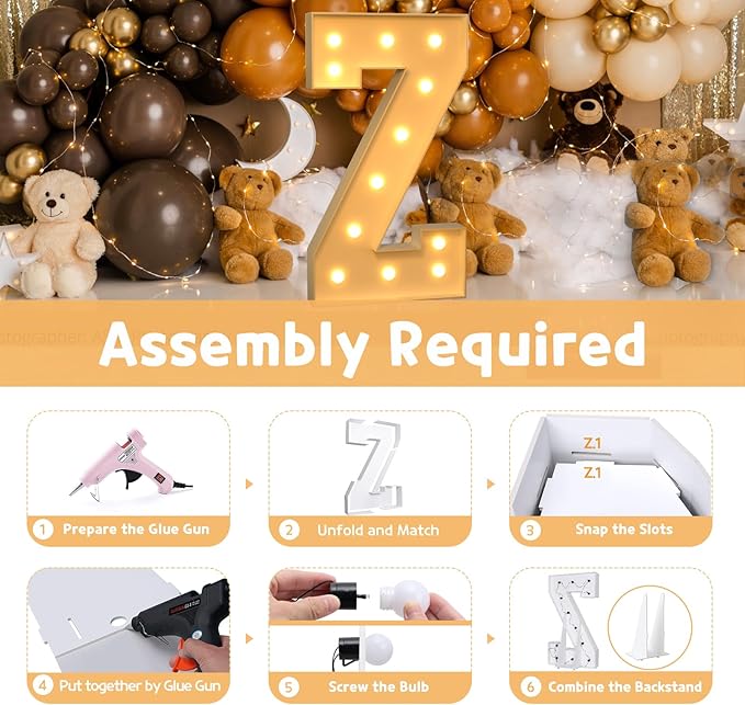 Marquee Light Up Letters Z, 4 ft Foam Board Party Decor