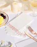 Disposable Napkins, 200 Count, 3-Ply Paper, Rose Gold Trim