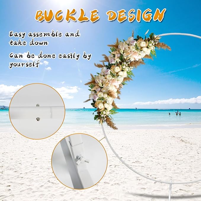 Round Backdrop Stand, Powder Coated Metal Circle Arch for Party Decor