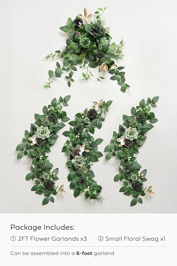 Ling's moment Eucalyptus Garland with Flowers 6FT，Table Runner with Flowers Marsala Mantle Decor Handcrafted Wedding Centerpieces for Rehearsal Dinner Bridal Shower | Red & White