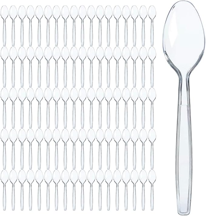Disposable Spoons, 500 Count Clear Plastic, 6 Inch
