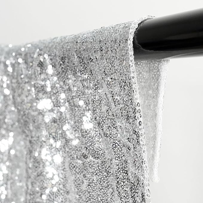 Silver Sequin Backdrop Panels, Pack of 2, Reflective Photo Booth Backdrop