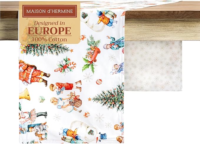 Maison d' Hermine Table Runner 100% Cotton Double Layer Table Runners 72 inches Long for Thanksgiving Christmas Decorations Home Kitchen Dining Party Wedding (Chromo, 14.5" x 72")