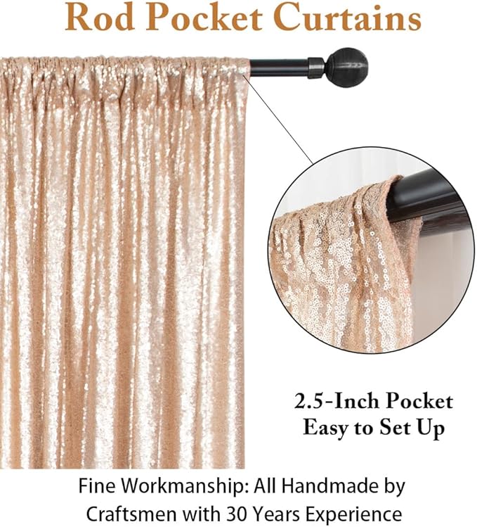 Backdrop Curtain Champagne Sequin 10 x 10 ft Mesh Photo Backdrop