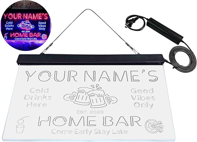 ADVPRO Personalized Your Name Custom Home Bar Beer Established Year Dual Color LED Neon Sign Blue & Red 16 x 12 Inches st6s43-p1-tm-br