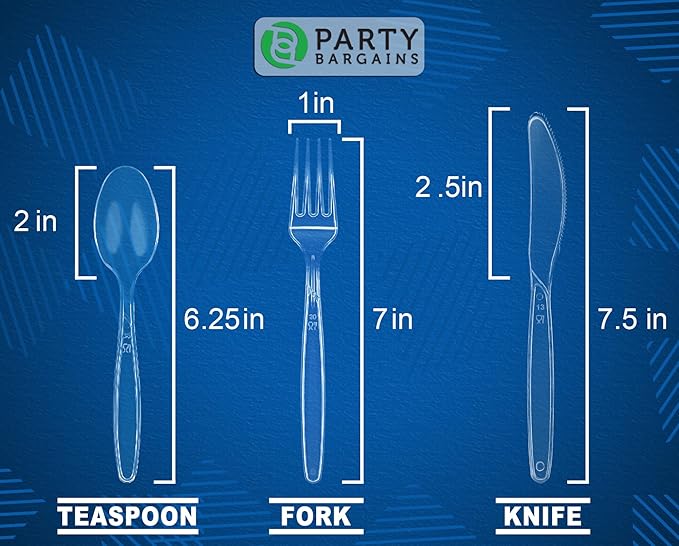 Heavy Duty Plastic Cutlery Set, 720 Pieces, Sapphire Silver Finish
