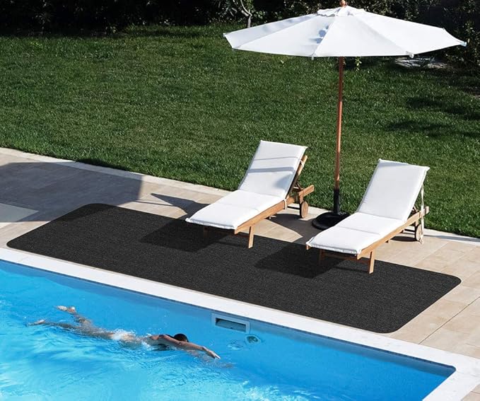 House, Home and More Indoor Outdoor Double-Ribbed Carpet Runner with Skid-Resistant Rubber Backing - Smokey Black - 3 Feet x 40 Feet
