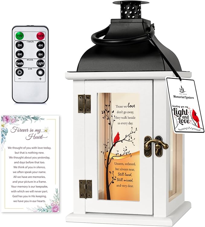Decorative Candle Lanterns with Cardinal Design, Wood and Metal, 14 Inch