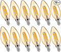 FLSNT LED Candelabra Light Bulbs 40W Equivalent, B11 E12 Small Base Chandelier Bulbs, 2200K Warm White, Dimmable, 330LM, Amber Glass Finishing, 12 Pack UL,CA65 Listed.