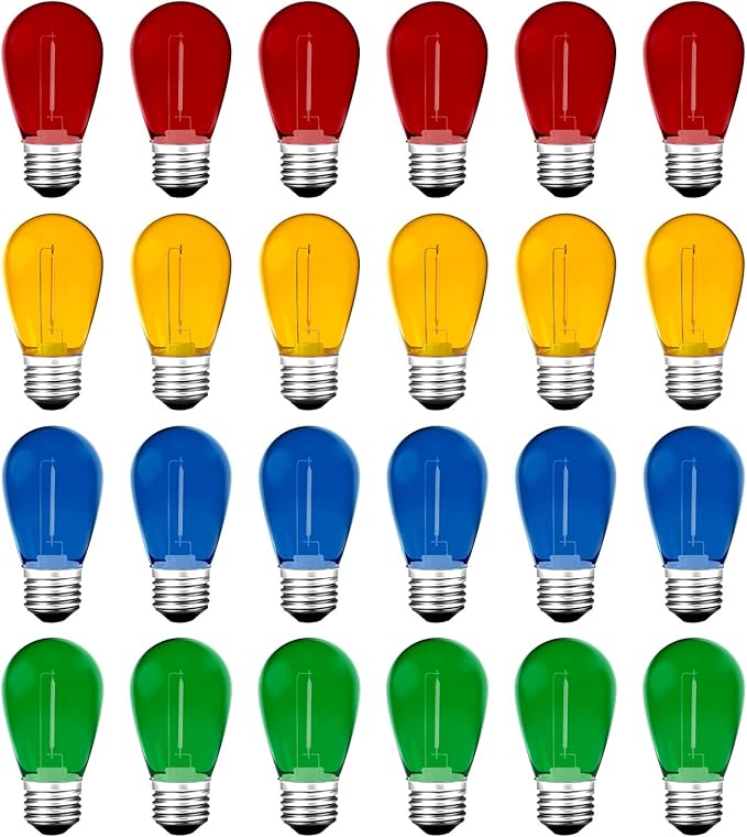 LED Replacement Bulbs 24 Pack S14 Multicolor E26 Base