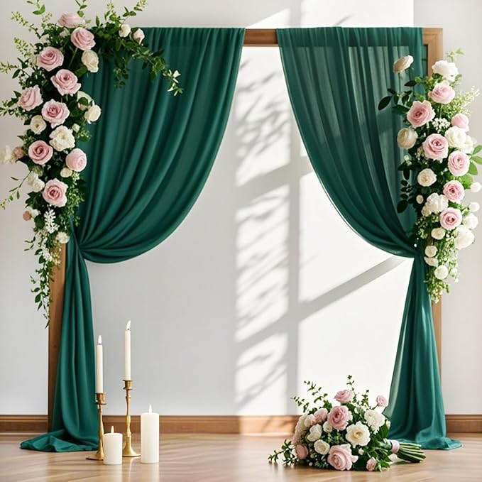 Outdoor Curtains Emerald Sheer Gauze Arch Drape, 2 Panels 29 x 240 In