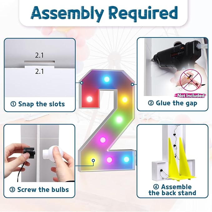Decorations: 3 Ft LED Light Up Marquee Number 2 with Remote Control