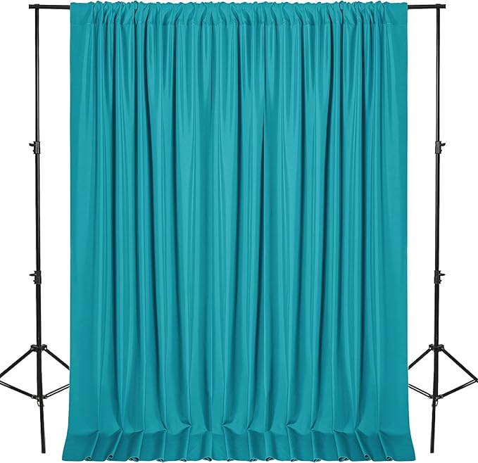 DWCN 10x10 FT Turquoise Backdrop Curtains for Parties, Photography Backdrop Drapes with Rod Pockets for Wedding Decorations Stage Birthday Family Gatherings, 2 Panels 5ft x 10ft