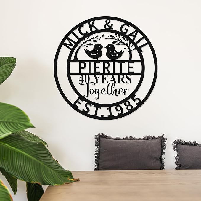 Personalized 40th Wedding Anniversary Sign Gifts for Parents Custom Metal Anniversary Sign Personalized Wedding Gifts for Couples Husband Wife Custom Monogram Name Sign Housewarming Gift