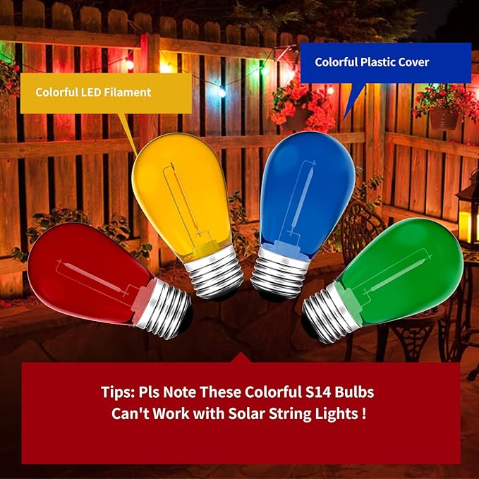 LED Replacement Bulbs 24 Pack S14 Multicolor E26 Base