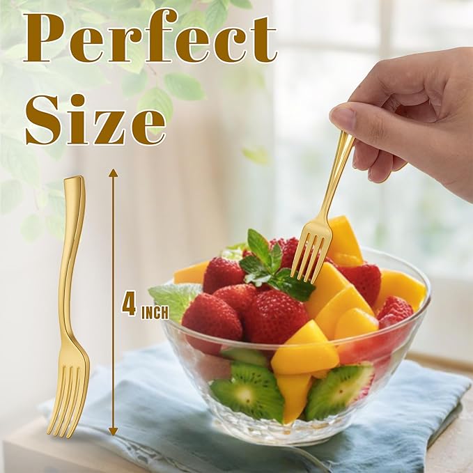 Mini Forks, Gold Plastic, 300 Count, 4 Inch Disposable