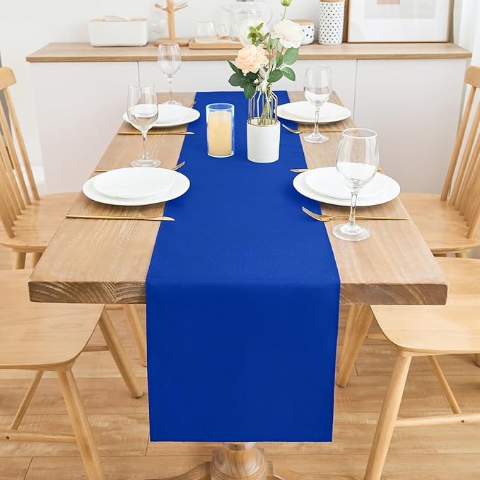2 Pack Blue Table Runner 12 x 60 Inch Solid Color Farmhouse Runners Coffee Table Dresser for Daily Party Home Decoration