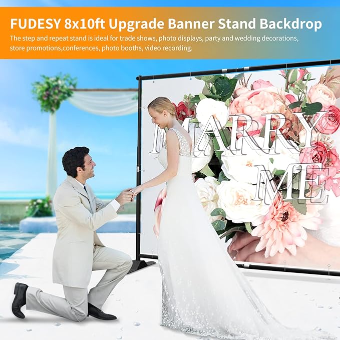 Backdrop Stand, Black Aluminum Telescopic Frame, 3.4-8 ft Height