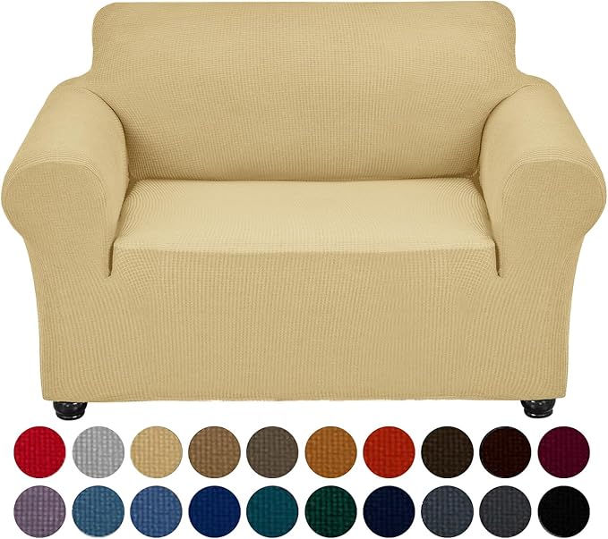 Sofa Slipcover Champagne Stretch Armchair Cover, Polyester-Spandex Blend