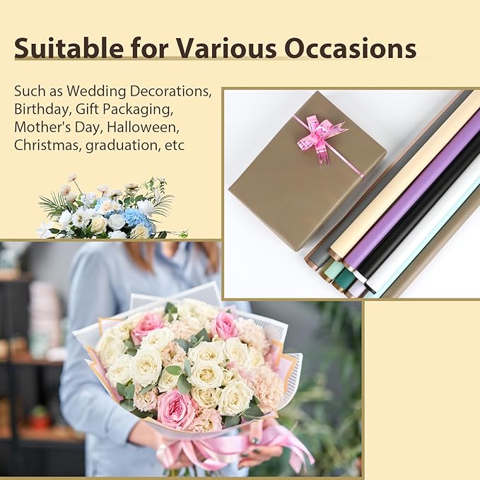 NESCCI 20 Sheet Flower Wrapping Paper - Waterproof Floral Bouquet Wrapping Paper, Florist Supplies Packaging Paper for Wedding Birthday Gift DIY (Light blue)