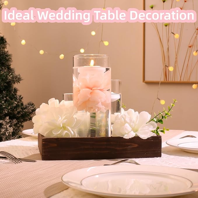 Vase Fillers: 12 Pink Floating Flowers and 12 White Floating Candles