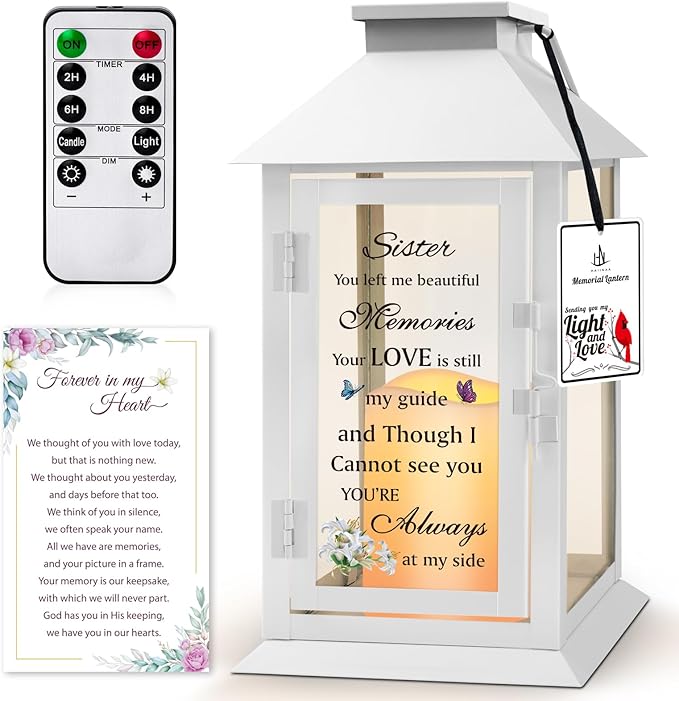 Decorative Candle Lantern, Metal and Glass with Battery LED Light, 14.2 Inch