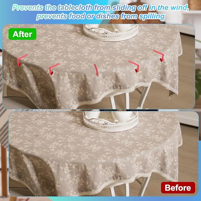 uxcell 4 Pack Tablecloth Clips, Stainless Steel Table Cloth Cover Clamps, 2.95" x 1.77" Windproof Holder Clips for Home Party Picnic Wedding Camping Dining Tables, Red