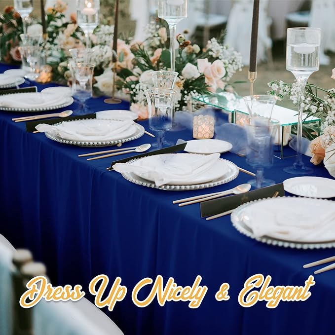 BRILLMAX 4 Pack Navy Blue Tablecloths for 6 Foot Rectangle Tables 90 x 132 Inch - 6ft Rectangular Bulk Linen Polyester Fabric Washable Cloth Cover for Wedding Reception Banquet Birthday Party