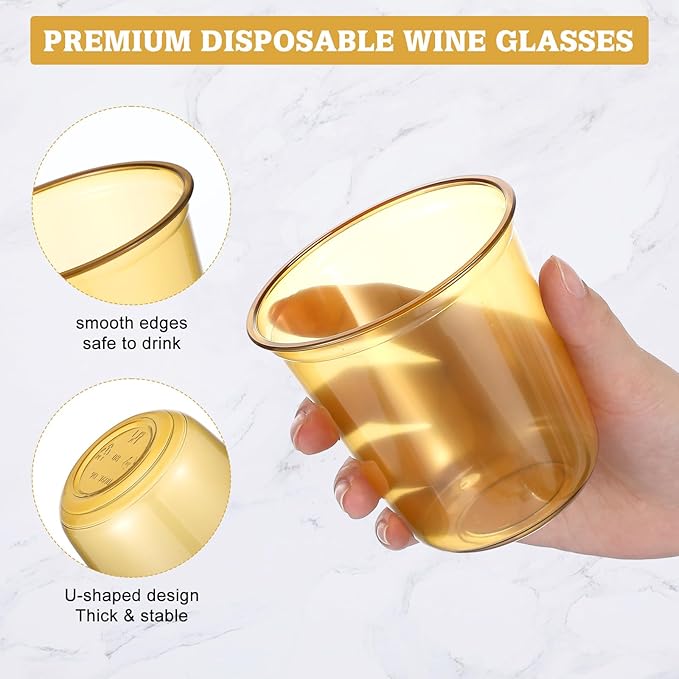 Disposable Plastic Cups, 12 oz Clear Stemless Wine Glasses, 50 Pack