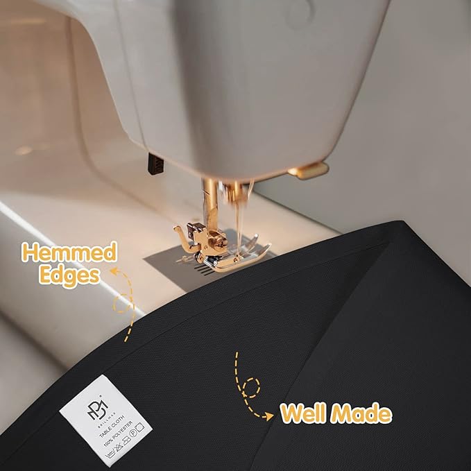 BRILLMAX 6 Pack Black Round Tablecloths 120 Inch - Circle Bulk Linen Polyester Fabric Washable Table Cloth Cover for Wedding Reception Banquet Birthday Party Buffet Restaurant