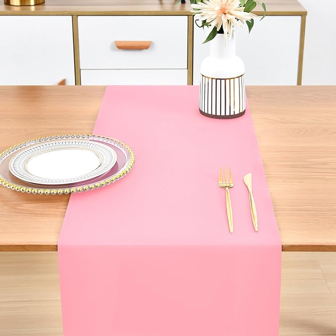 Farmhouse Pink Table Runner Dining Table Runners 48 Inches Long Coffee Table Runner for Dresser Living Room Bedroom Holiday Party Banquet 12X48 Inch