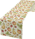 Vintage Spring Summer Fruit Table Runner Watercolor Pear Strawberry Leaves Dinner Runner for Farmhouse Party Holiday Home Kitchen Dining Table Decor 13x60