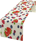 Strawberry Table Runner Spring Summer Fruit Wild Berry Forest Garden Dinner Runner for Farmhouse Party Holiday Home Kitchen Dining Table Decor 13x70