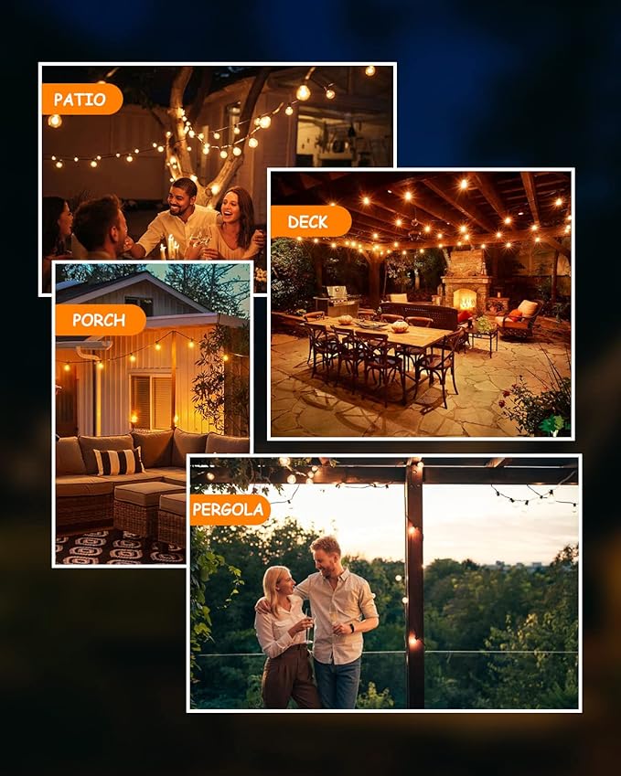 String Lights 150 FT Warm White G40 LED, 75 Shatterproof Bulbs