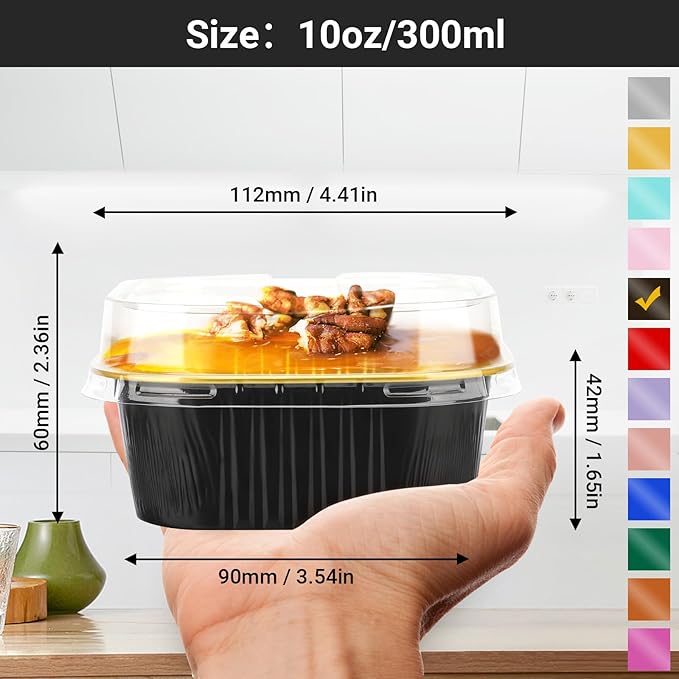 Baking Cups, 10 oz Aluminum Foil, Black and Gold, 100 Count