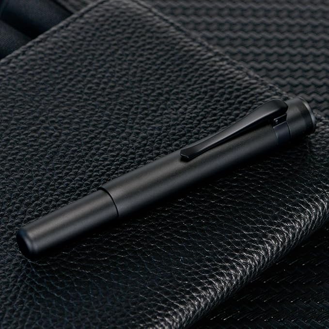 Hongdian M2 Black Forest Mini Fountain Pen, Long Blade Nib & Sleek Shape Aluminium Short Pocket Travel Pen (Matte Black)