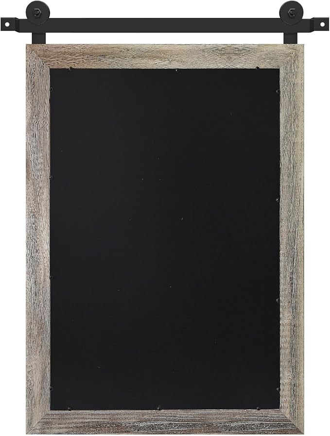 COGOOD Farmhouse Barn Door Mirror - 21 x 30 Rustic Wood Framed Wall Mirror for Bathroom, Living Room, Entryway Wall Decor (Yellow White)