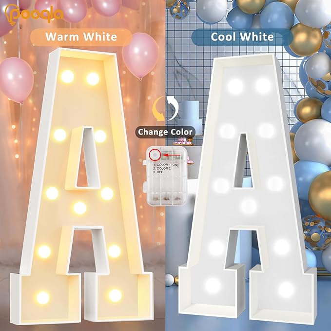 Party Decorations 4 FT Light Up Marquee Letter N, Warm or Cool White
