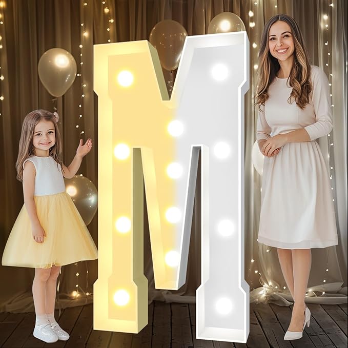 Decorations: 4 FT Light Up Letter M with Warm or Cool White LED Lights