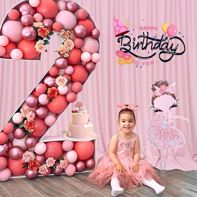 Pink Backdrop Curtain for Parties Rod Pocket Pink Curtains Photography Backdrop Drapes Privacy Fabric Decoration for Birthday Party Wedding Baby Shower Home Decor, 5ft x 7ft, 2 Panels