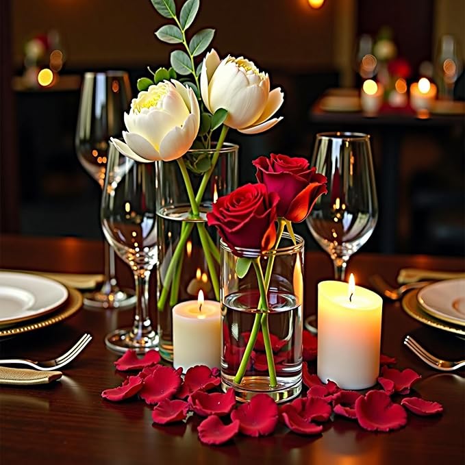 Glass Cylinder Vases, 16 Pack, 4 Sizes, Clear for Centerpieces